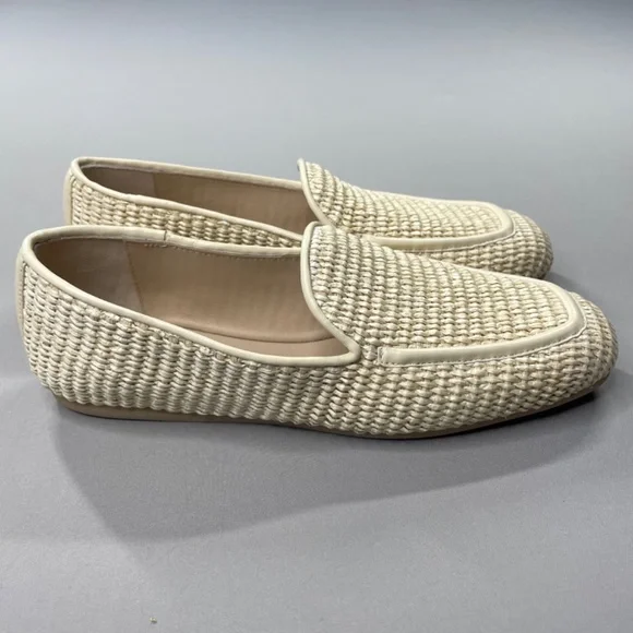 NEW Stewart Weitzman Shoes Womens 7 cream woven Thea loafer slip on designer - Picture 3 of 14